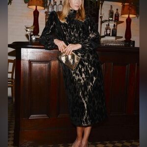 Pomander Place Black and Gold Long Sleeve Dress